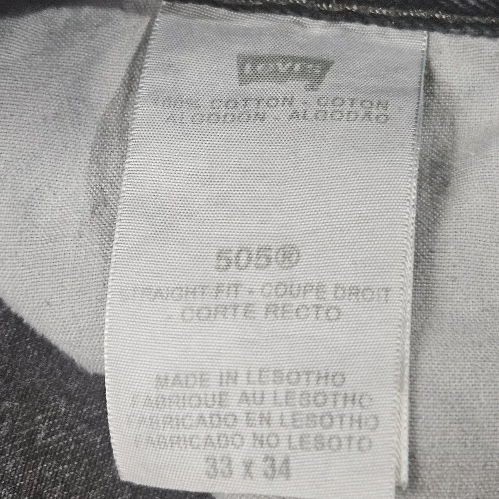 Vintage Levis 505 Jeans Mens 33x34 Black Faded Denim Straight Fit Workwear Y2K